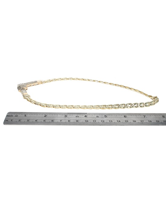 3 Row Diamond Crossover Station Necklace in Yellow Gold